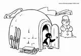 Pingu Coloring Pages Cartoon Color Kids Sheets Character Printable Gif Igloo Coloriage Kleurplaat Fun House Back sketch template