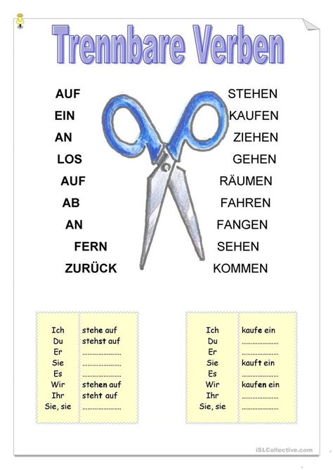 trennbare verben deutsch lernen deutsch unterricht und