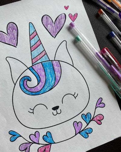 unicorn cat coloring pages  printable