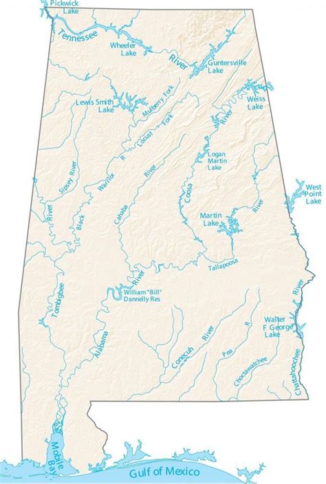 alabama lakes  rivers map gis geography