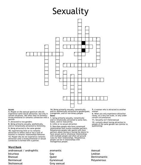 sexuality crossword wordmint