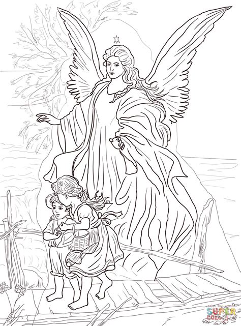 children  protected  guardian angel coloring page  printable