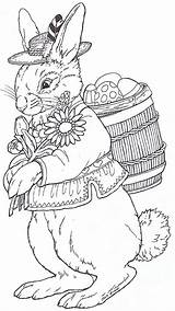 Coloring Easter Pages Bunny Adults Jan Egg Brett Rudi Adult Colouring Embroidery Spring Book Kids Paper Cards Printable Janbrett Mural sketch template