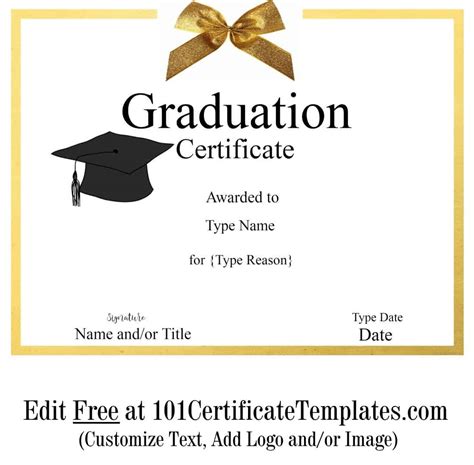 graduation certificate template customize  print