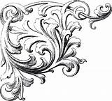 Scroll Corner Victorian Clip Scrolls Ornament Clipart Designs Flourish Vector Graphics Fairy Pattern Line Ornaments Baroque Cliparts Leaf Filigree Border sketch template