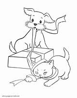 Coloring Cat Dog Pages Animals Unpack Gifts Printable Gif sketch template