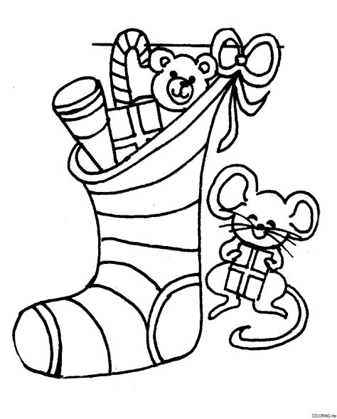 coloring page christmas socks  mouse coloringme