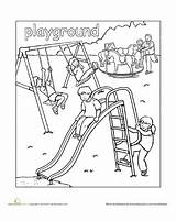 Coloring Pages Playground Worksheets Preschool Kids Places Printable Worksheet Colorear Para Education Colouring Clipart Sheets School Color Equipment Drawing Kindergarten sketch template