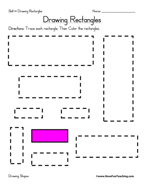drawing rectangles worksheet  fun teaching