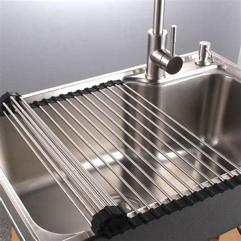 premiumracks stainless steel   sink dish rack roll  durab