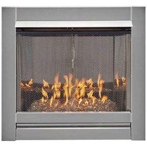 duluth forge vent  stainless outdoor gas fireplace insert  crystal fire glass media