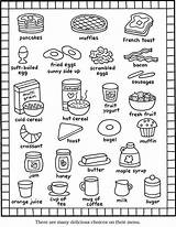 Coloring Food Pages Breakfast Menu Kids Color Printable Items Books Sheet English Cute Rocks Recipes Da Cat Dover Inglese Pizza sketch template