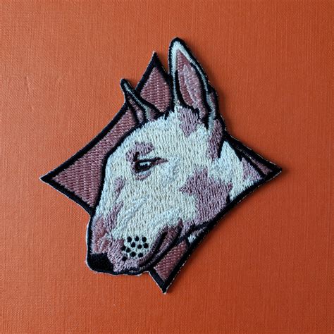 lolamart logo diamond bull terrier embroidered patch etsy bull