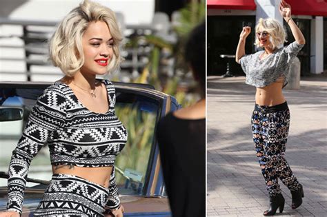 Rita Ora Flaunts Washboard Stomach And Flashes Bra In Sexy Material