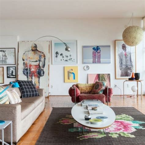 cool decor designer furniture walls filled  cool artwork  open
