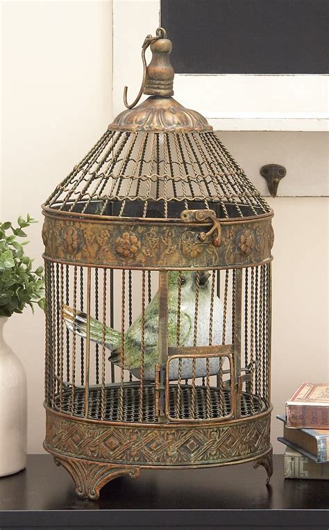 decmode rustic bird cages hanging bird cage set          gold walmart