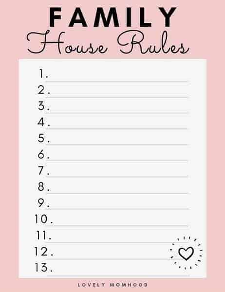family house rules  kids teens  sample rules template