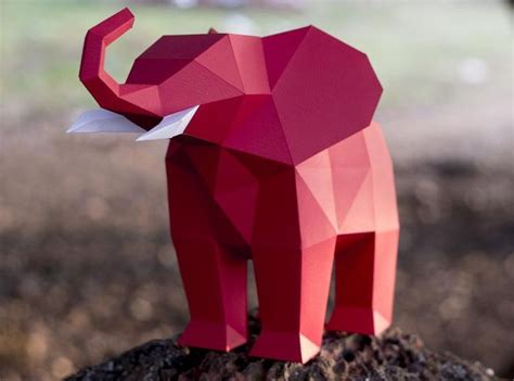 papercraft elephant pepakura   poly paper sculpture diy etsy   paper sculpture