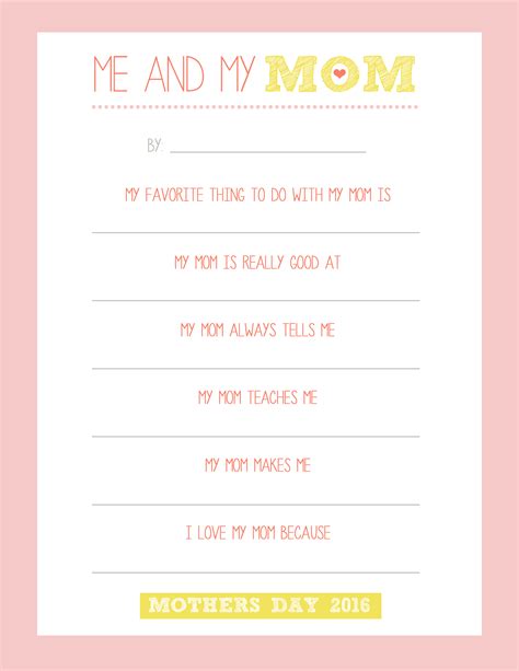 love mom worksheet template