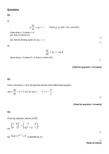 maths edexcel  level questions  topic teaching resources