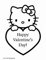 Kitty Hello Coloring Heart Pages Valentine Holding Choose Board Colouring sketch template