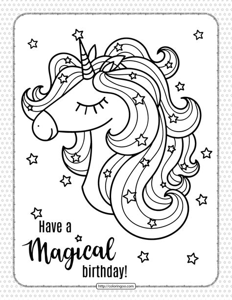 printable happy birthday unicorn coloring pages print  color
