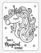Unicorn Birthday Coloring Magical Whatsapp Tweet Email sketch template