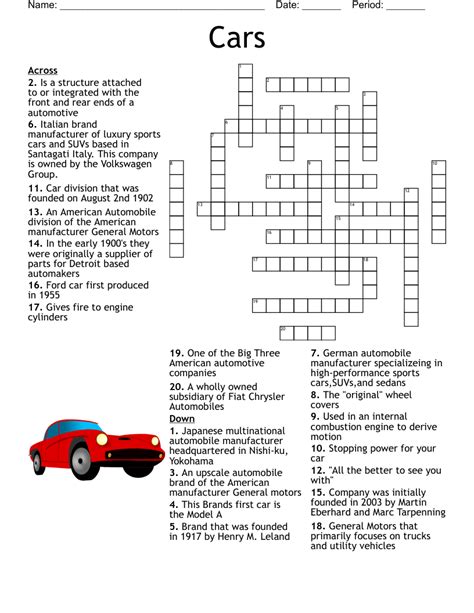 printable car crossword puzzles  crossword puzzles printable