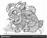 Lapin Adultes Vecteur Coloriages Zentangle sketch template