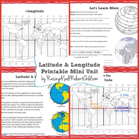 printable mini unit latitude  longitude  kids