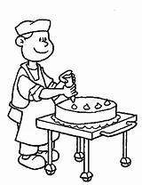 Baker Padeiro Colorir Preparando Torta Printablefreecoloring Tudodesenhos sketch template