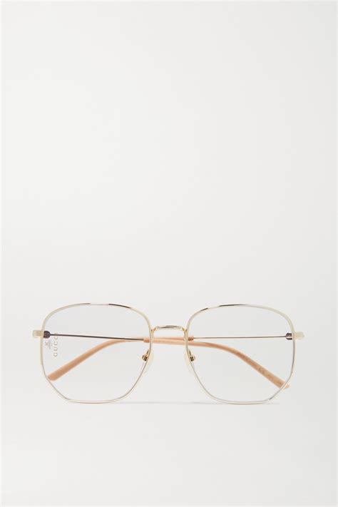 gold hexagon frame gold tone and acetate optical glasses gucci net