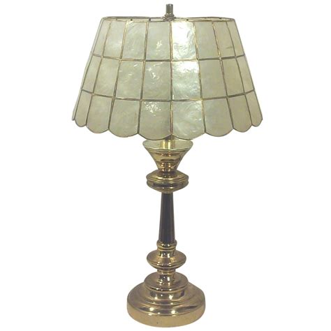 brass table lamp  capiz shell shade chairish