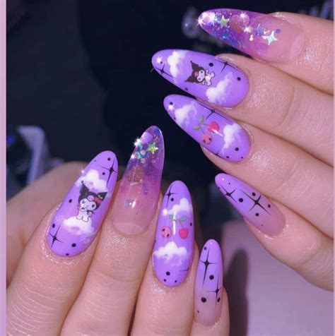 purple kuromi aesthetic nails manicura de unas manicura unas de