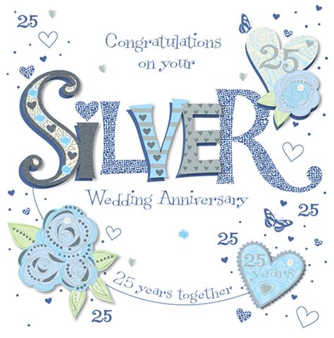 handmade silver  wedding anniversary greeting card cards love kates