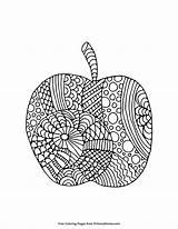 Coloring Pages Apple Fall Zentangle Adult Adults Printable Color Primarygames Sheets Mandala Kids Print Ebook sketch template