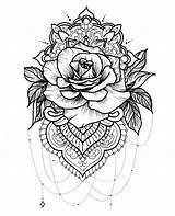 Mandala Tattoo Rose Coloriage Roses Dragon Thigh sketch template