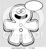 Mascot Gingerbread Talking Happy Man Outlined Coloring Clipart Vector Cartoon Thoman Cory sketch template