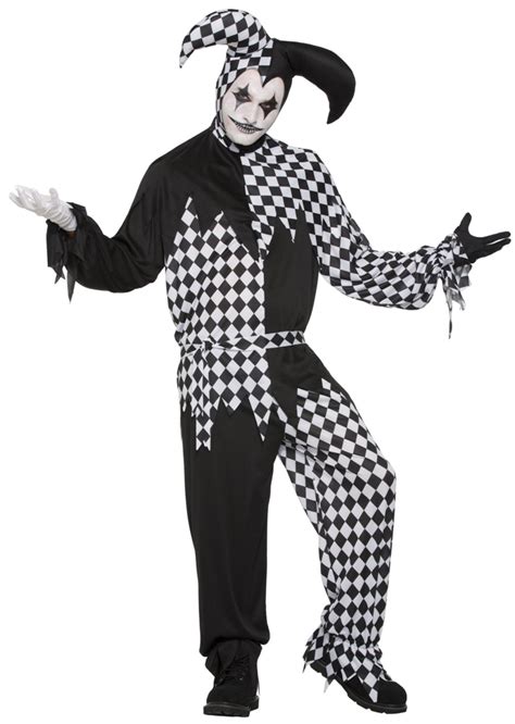 harlequin dark court jester men s adult costume clown standard black