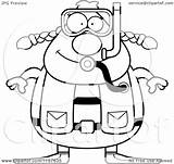 Diver Chubby Scuba Cartoon Female Clipart Coloring Mad Male Cory Thoman Outlined Vector Shrugging Royalty Clipartof sketch template