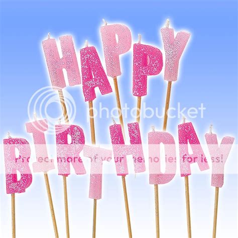 pink glitz happy birthday glitter pick candles ps