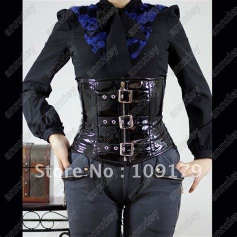 annzley corset black patent leather korsetts bustiers strong tight