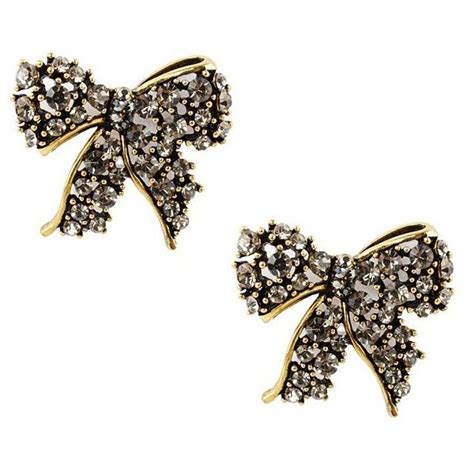 Rhinestone Bow Tie Earrings Gray 60 Liked On Polyvore