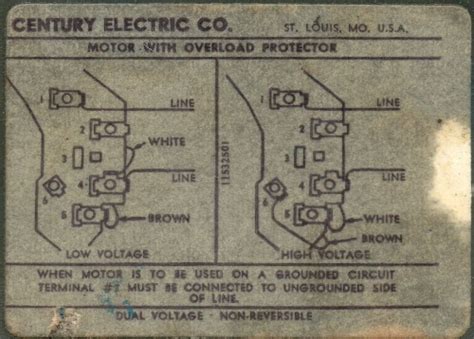 century ac motor wiring diagram   volts