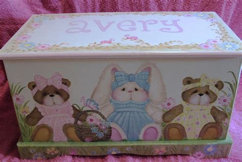 personalized toy box  bunny  teddy bears custom design