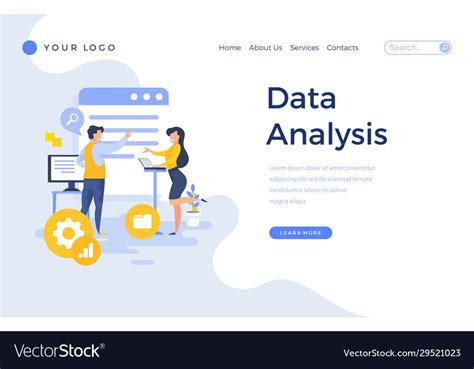 landing page template data analysis concept with vector image on