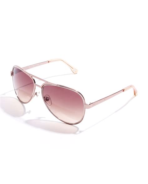 michael kors peyton aviator sunglasses in rose gold gold pink lyst