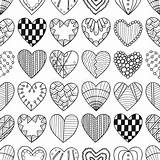 Decorative Seamless Hearts Coloring Pattern Book Vector Illustration Preview sketch template