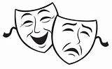 Clipart Comedy Masks Mask Tragedy Theatre Drawing Drama Clip Cartoon Faces Cliparts Outline Transparent Template Printable Background Farce Comedies Telling sketch template