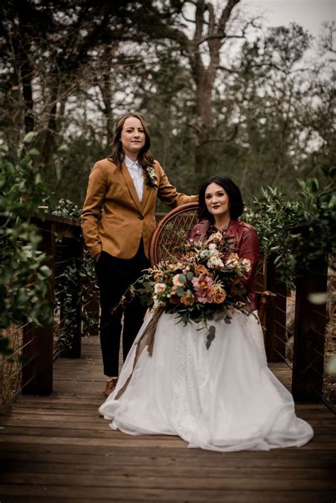 Floral Bohemian Mauve And Tan Moody Wedding Inspiration Lesbian